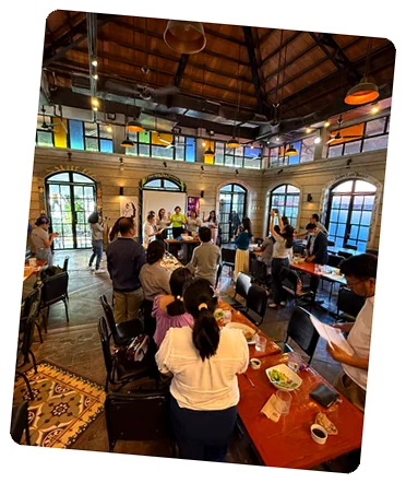 A community hall gathering