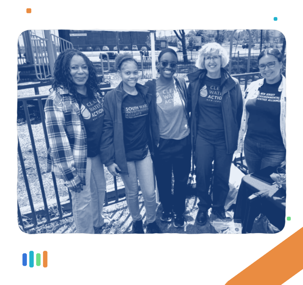 Coalition members from Clean Water Action, South Ward Environmental Justice Alliance, and NJ Environmental Justice Alliance tabling together at a community event