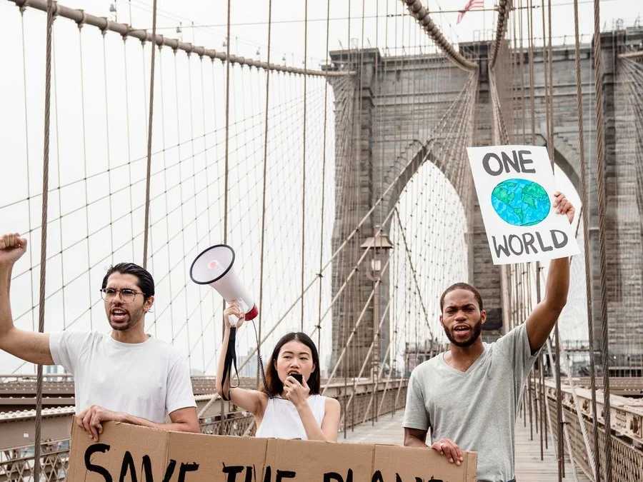 Clean Water Action members leading a clean-air rally